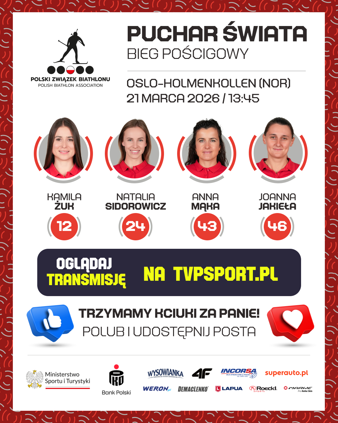 Grafika social media Polskiego Związku Biathlonu — Puchar Świata