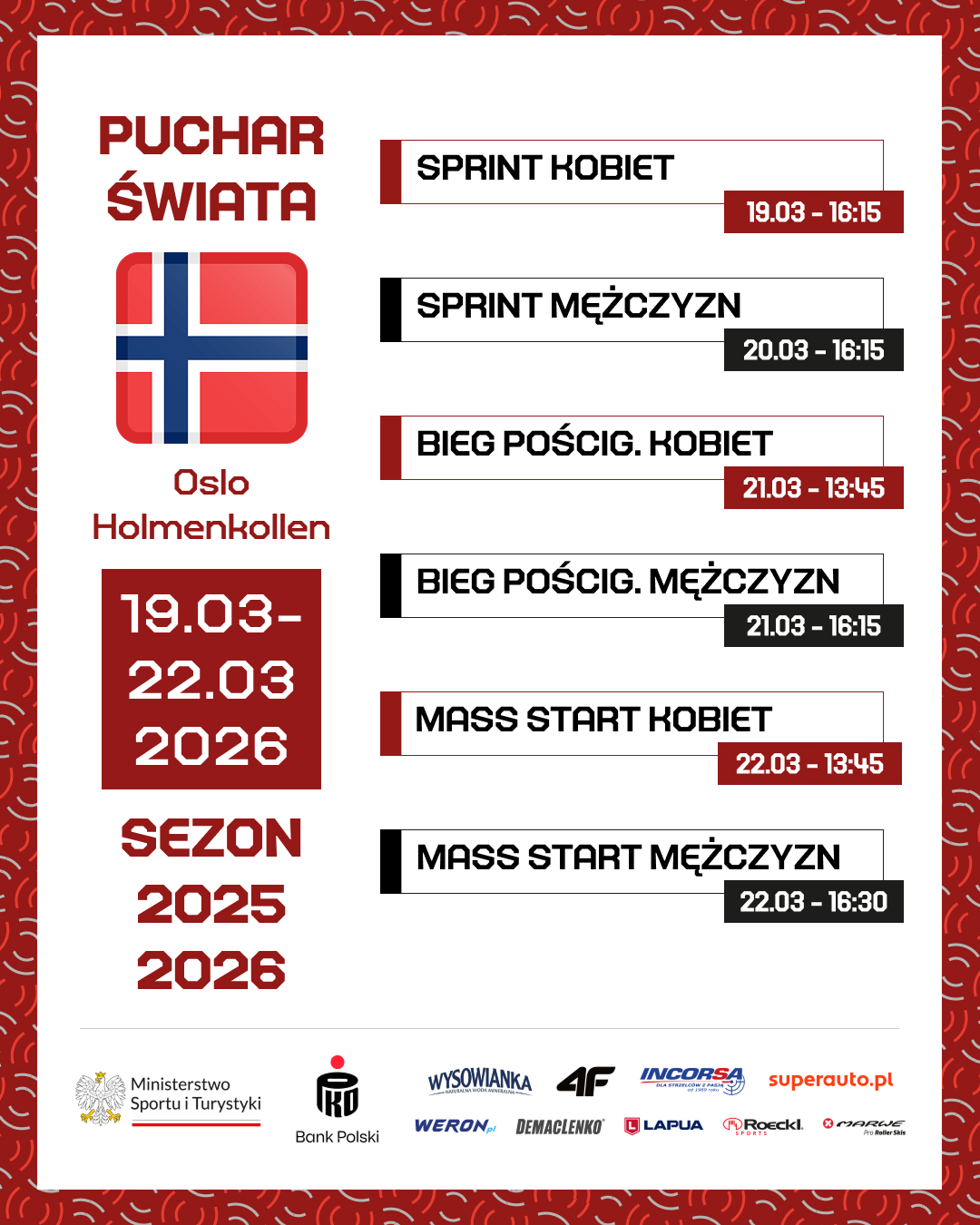 Grafika social media Polskiego Związku Biathlonu — Puchar Świata