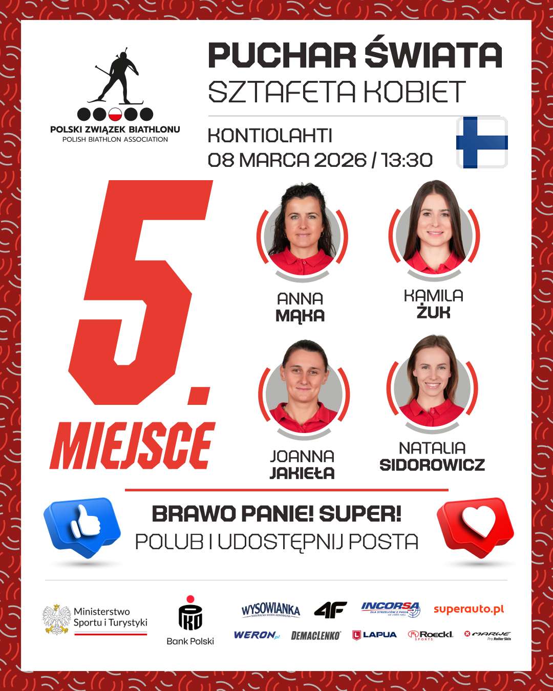Grafika social media Polskiego Związku Biathlonu — Puchar Świata